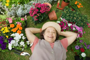 Older woman in garden