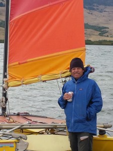 My friend, Eddie and his catamaran