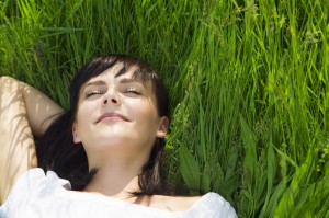 Woman in meadow