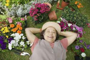Older woman in garden
