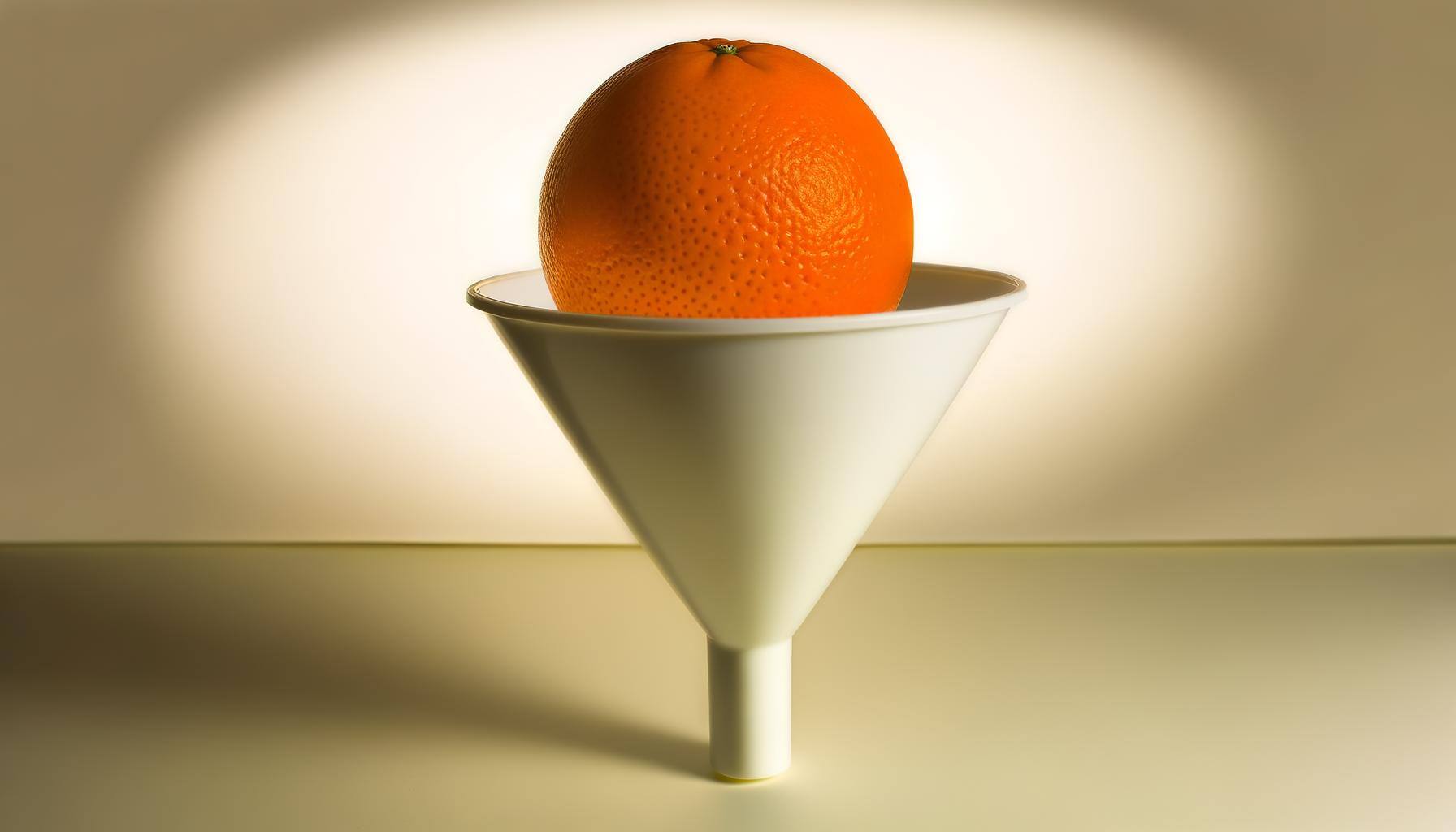 Orange in a funnel representing overwhelm.