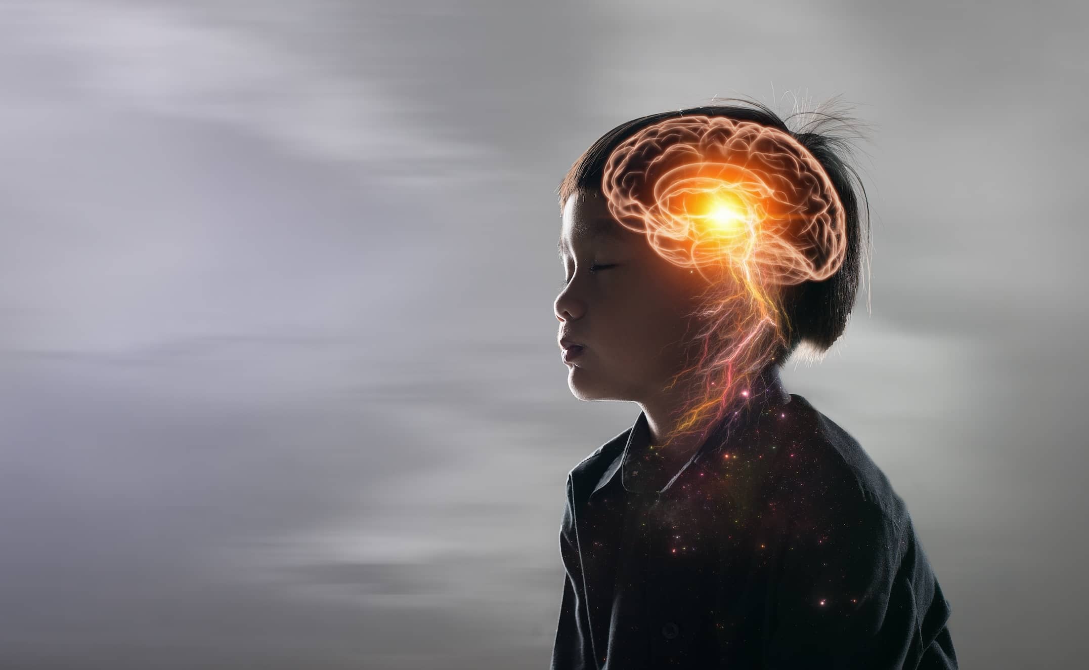 A young child showing an illumined brain.