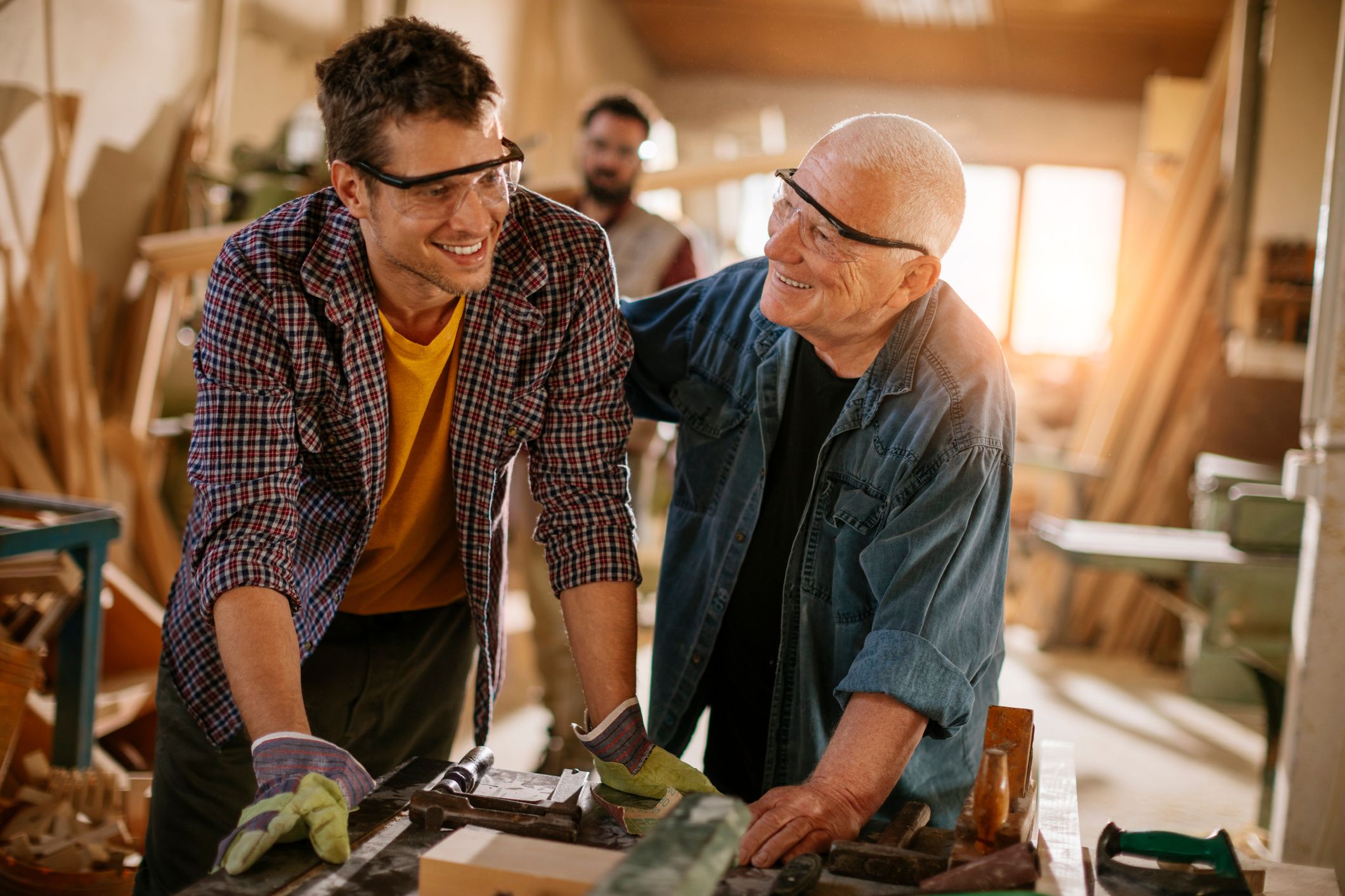 Carpenters at work with mindful encouragement