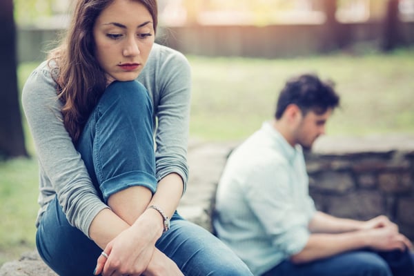 Couple fighting and not speaking to one another