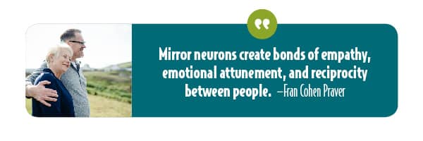 Mirror neurons create bonds of empathy between people.