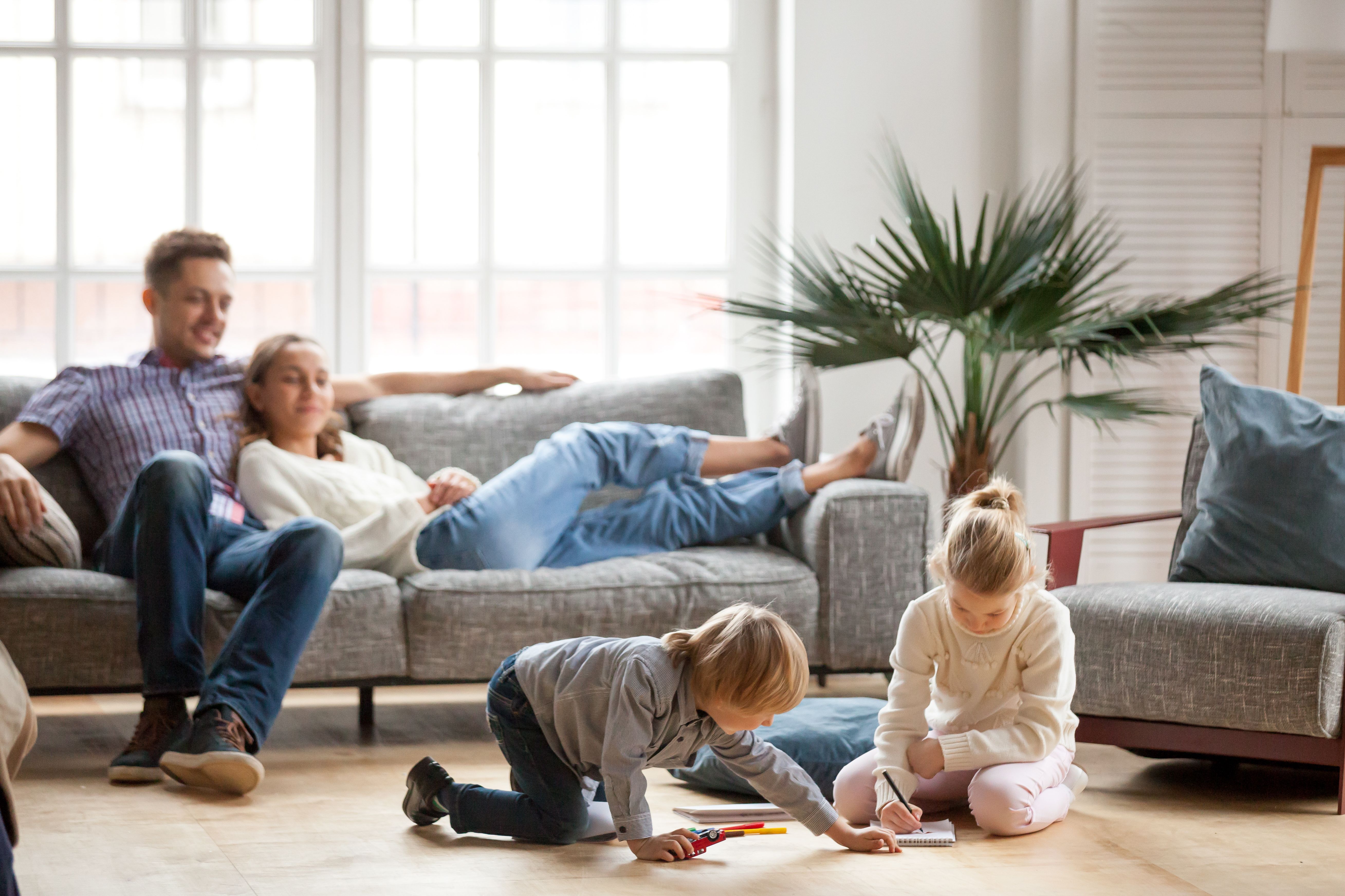 Family relaxing in the living room