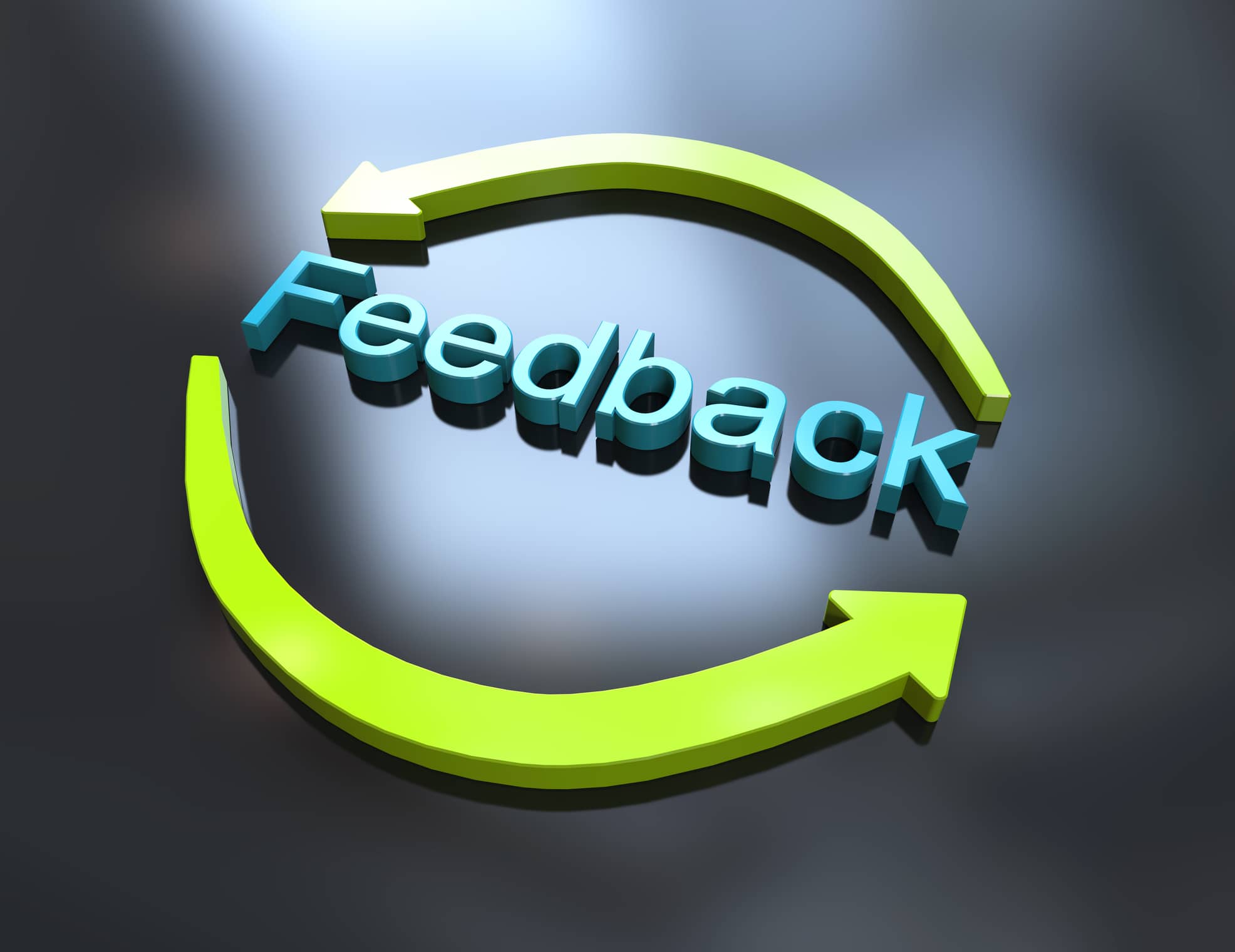 Feedback symbol with an arrow. Giving effective feedback is vital for employees.