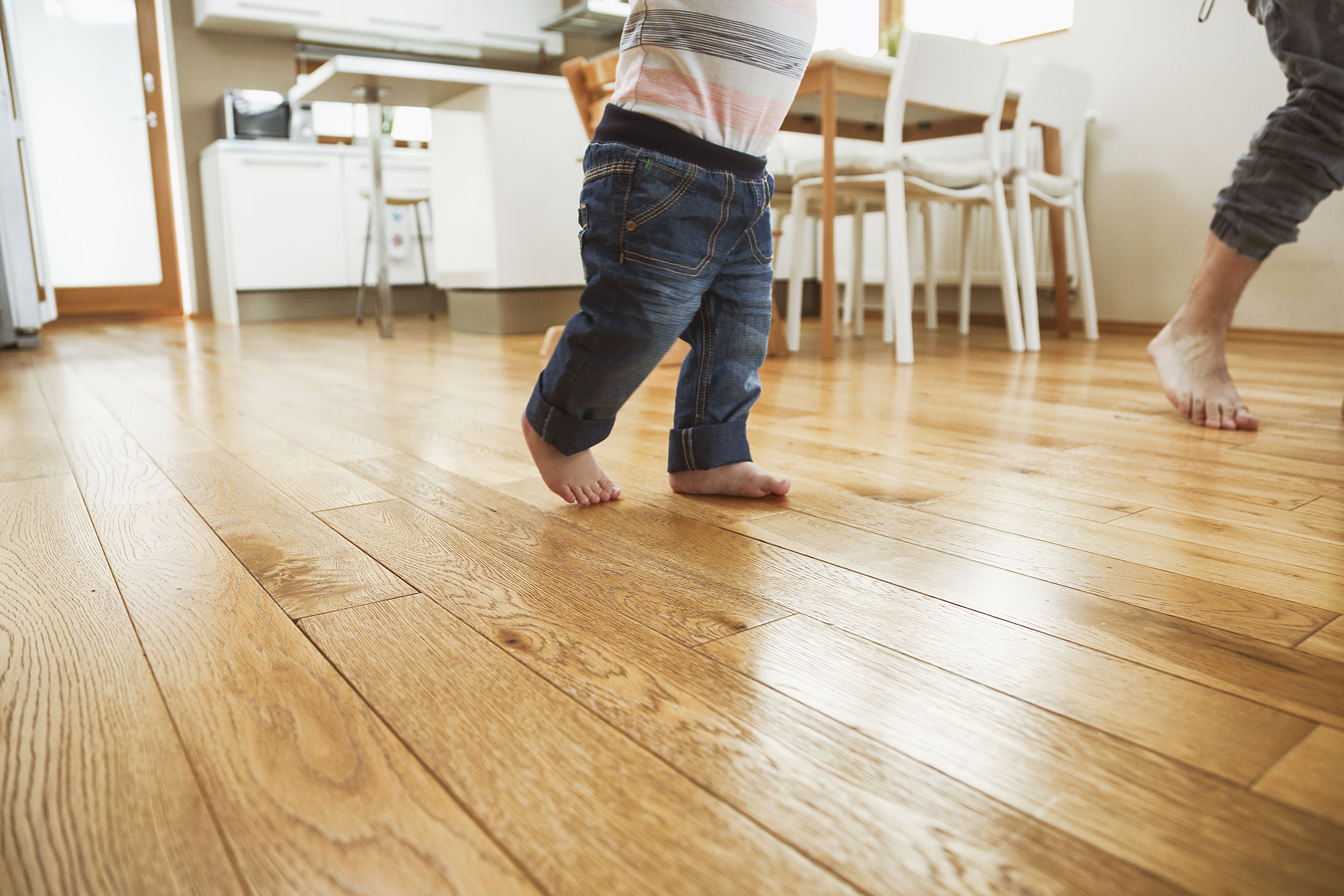 Toddler walking full steam ahead