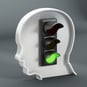 A green traffic light symbolizing a calm brain.