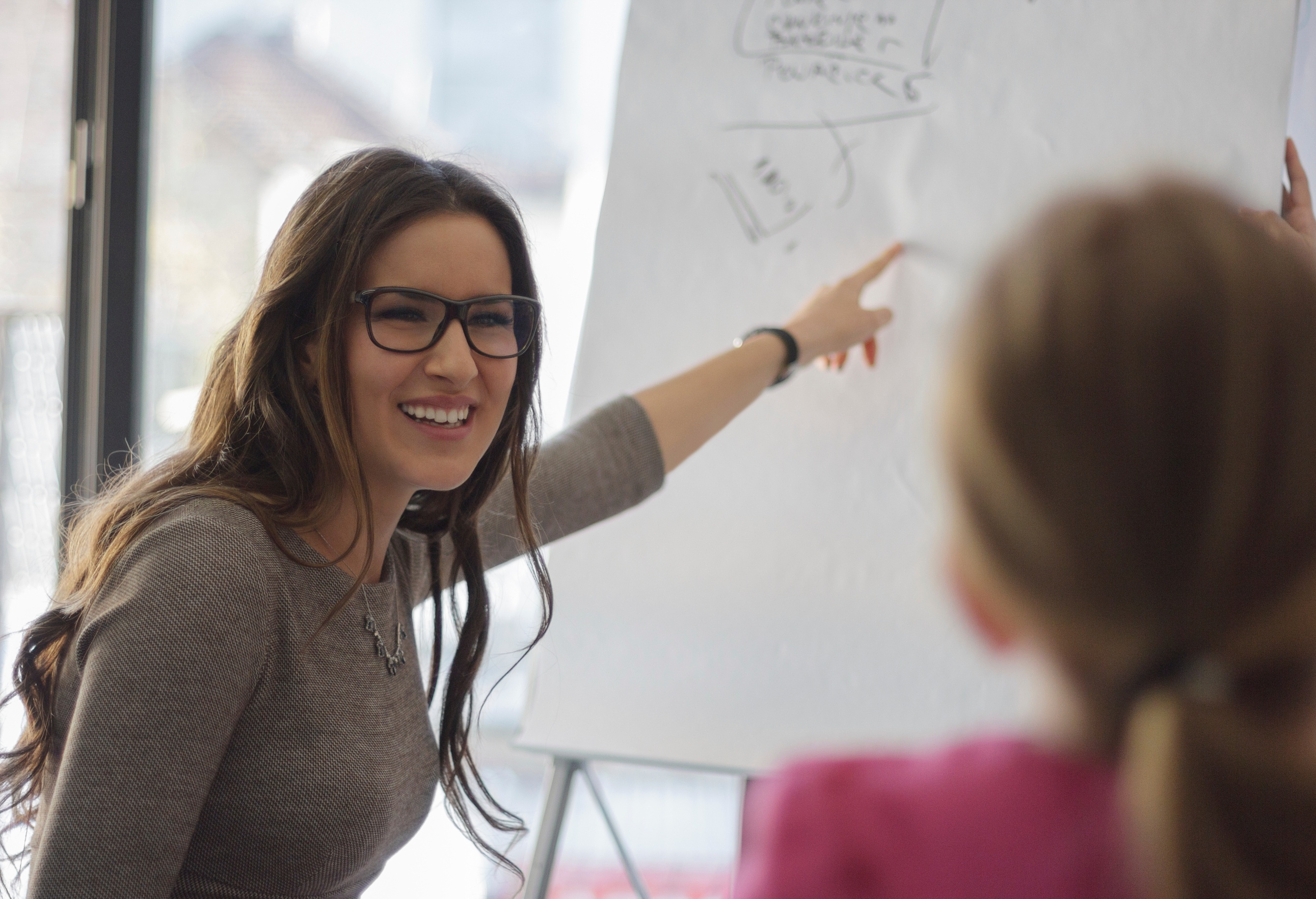 Business woman brainstorming