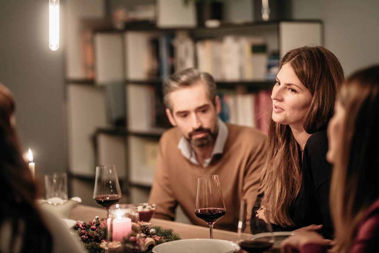 Couple at a small party