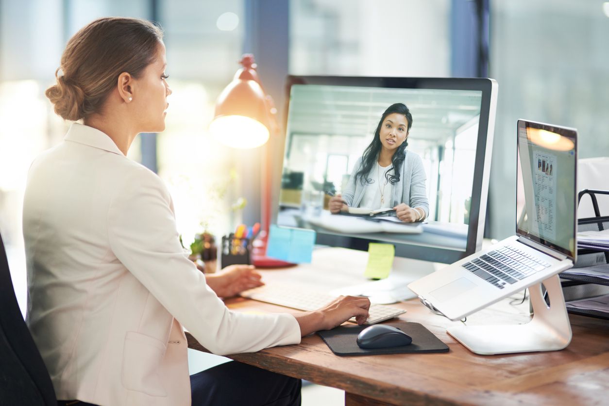 Two women holding a virtual meeting