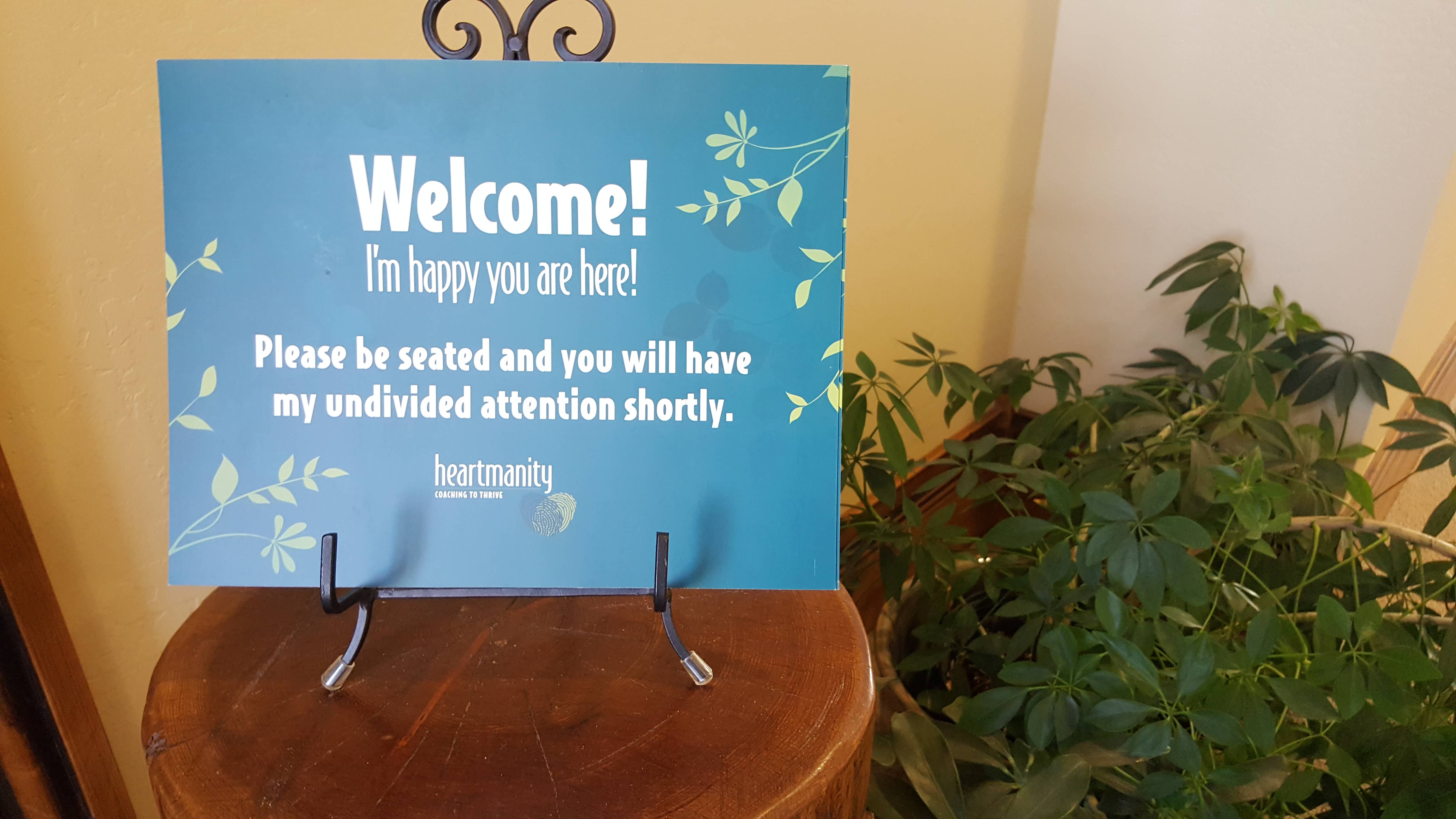 Heartmanity's welcome sign at the entrance of the Heartmanity Center.
