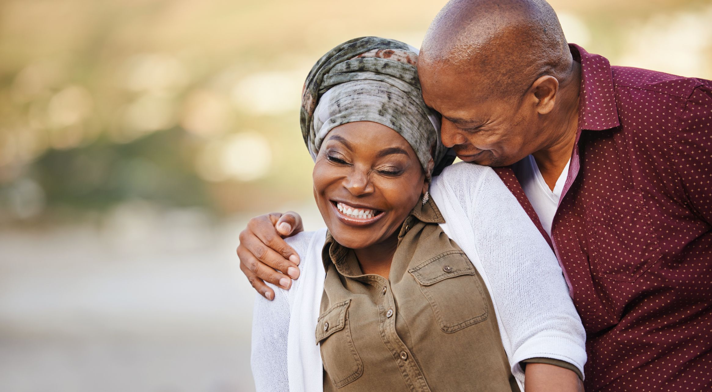 Lovely black couple hugging