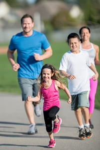 Family exercising together