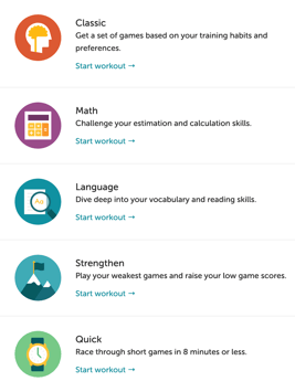 Lumosity: Game Categories