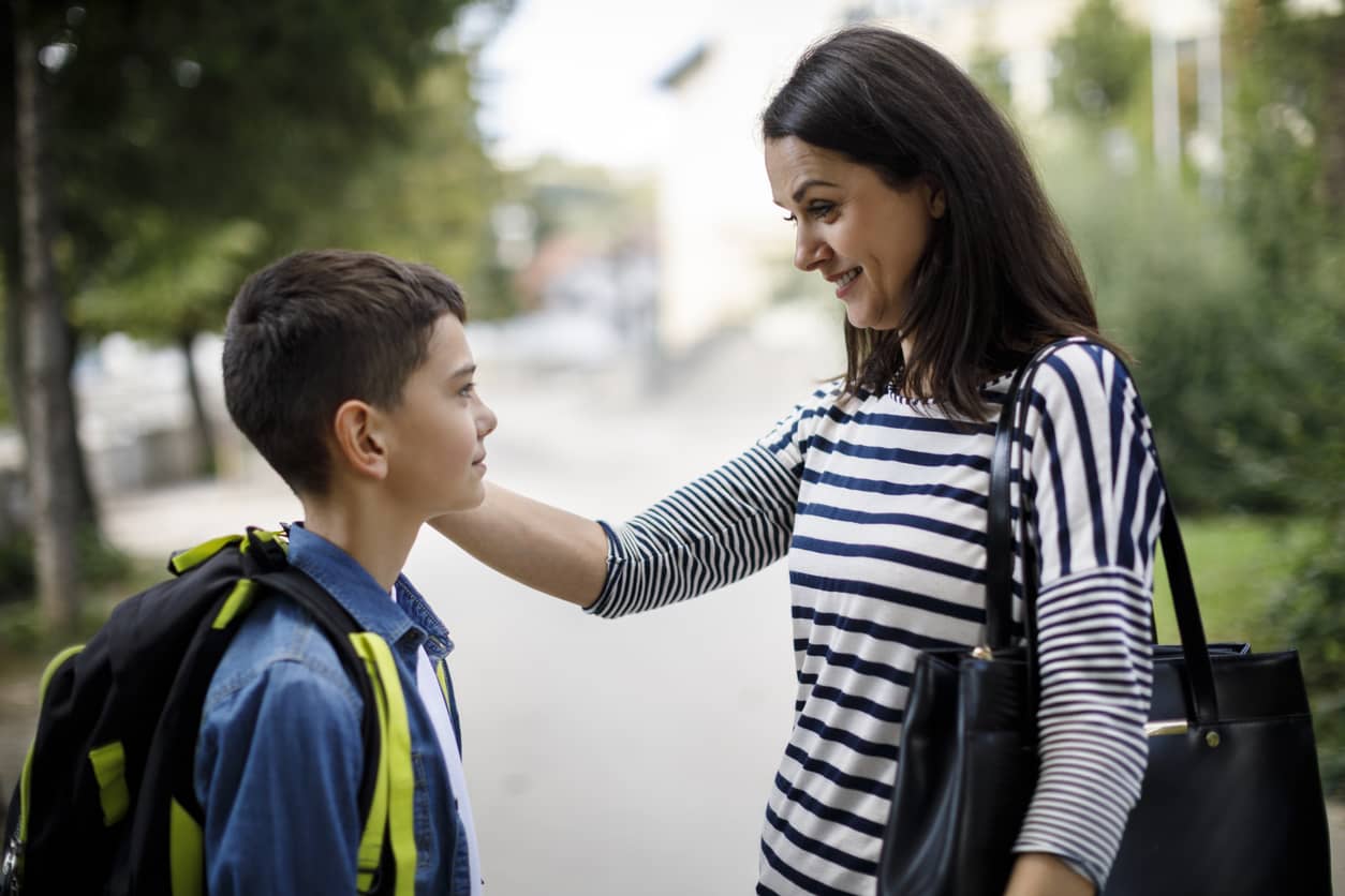 A mother capturing a teachable moment with her son