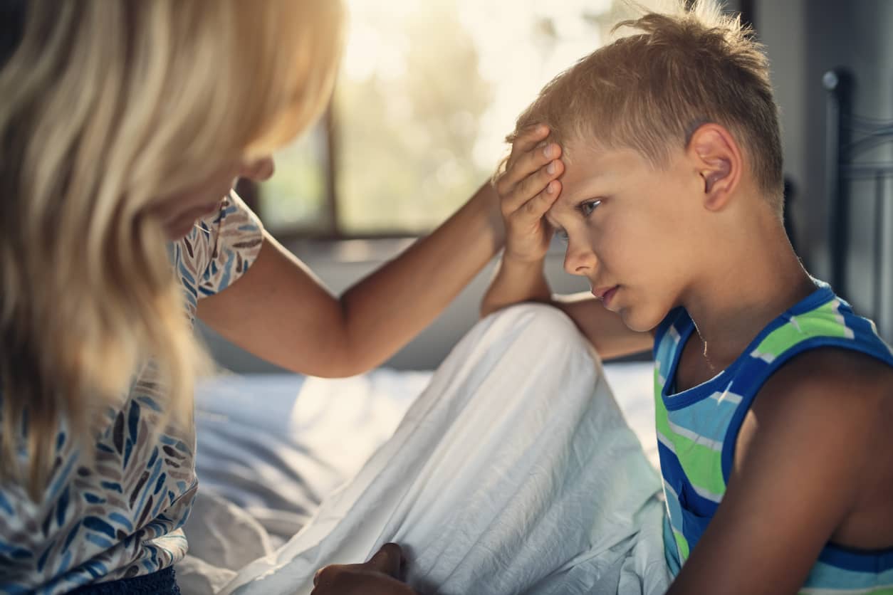 Mother giving her son empathy