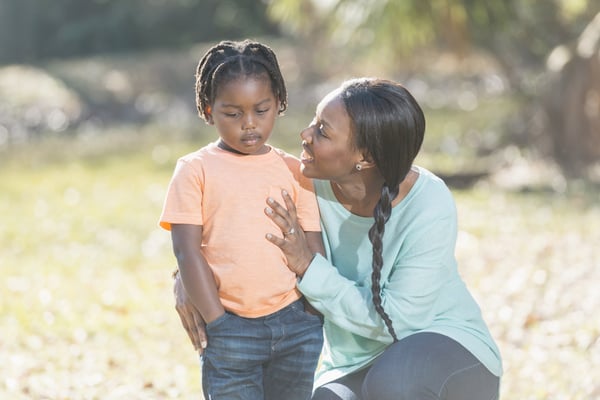 A mother empathizing with her child