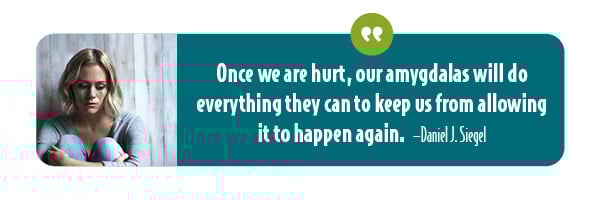 Quote by Daniel Siegel on hurt and our amygdalas.