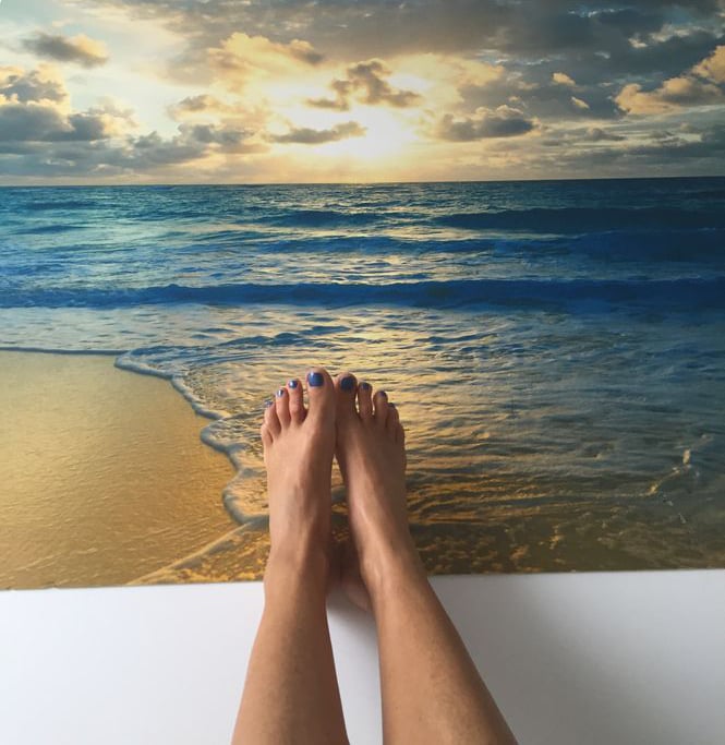 Staycation at the beach to destress using visualization.