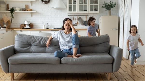 Stressed mother losing her patience