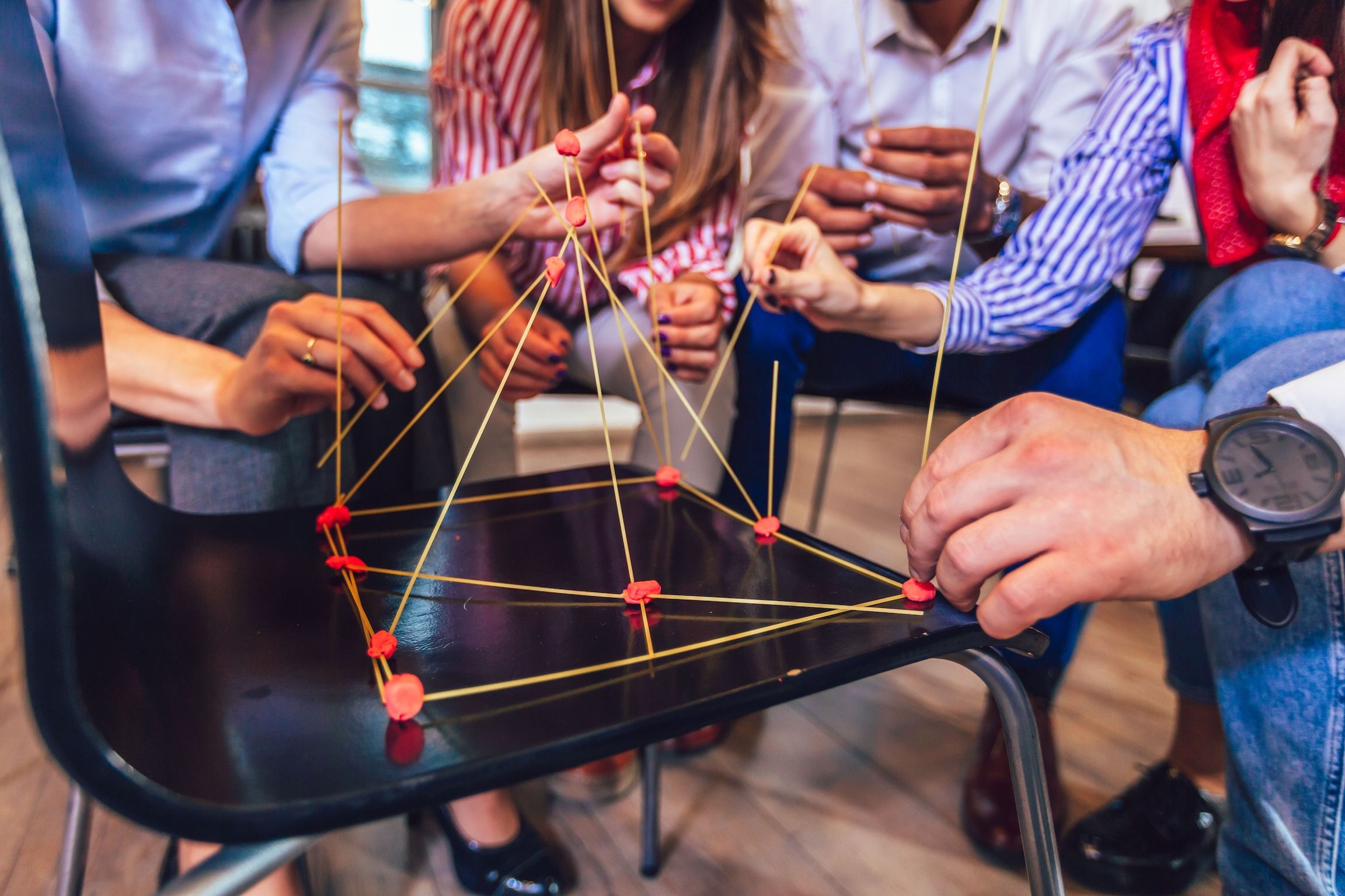 Teambuilding exercise at a company emotional intelligence training.