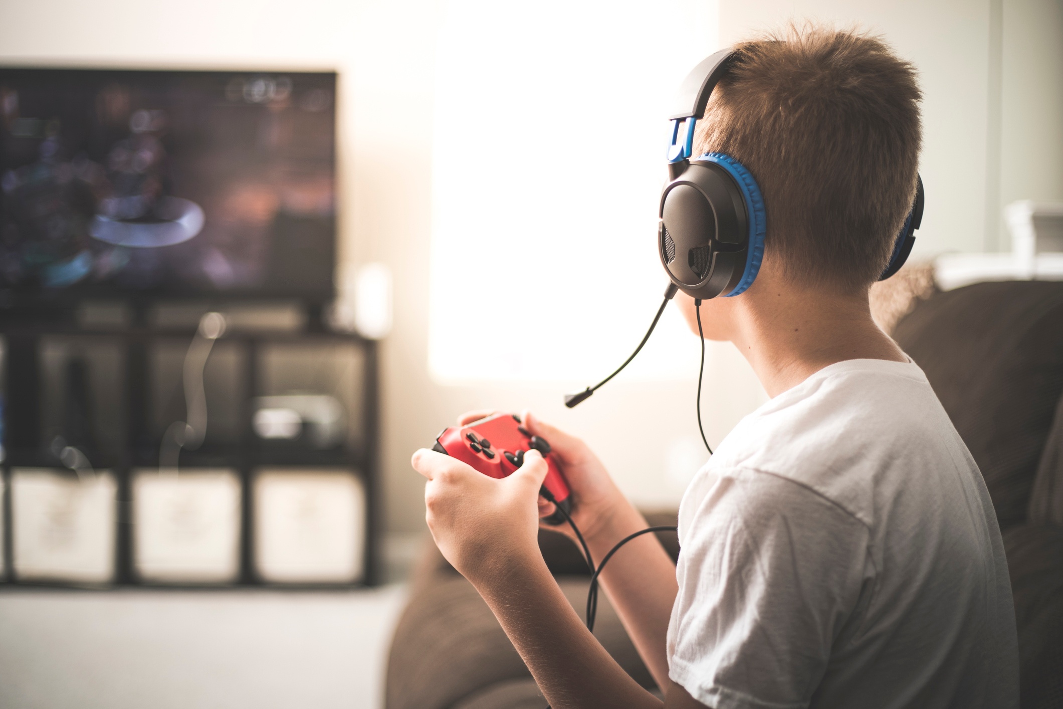 Boy playing video games