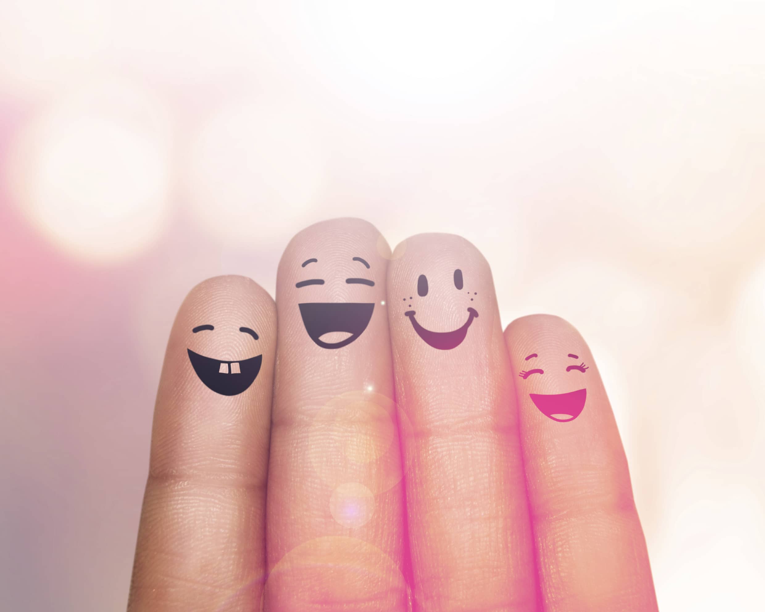 We're a happy family; fingers with smiling faces