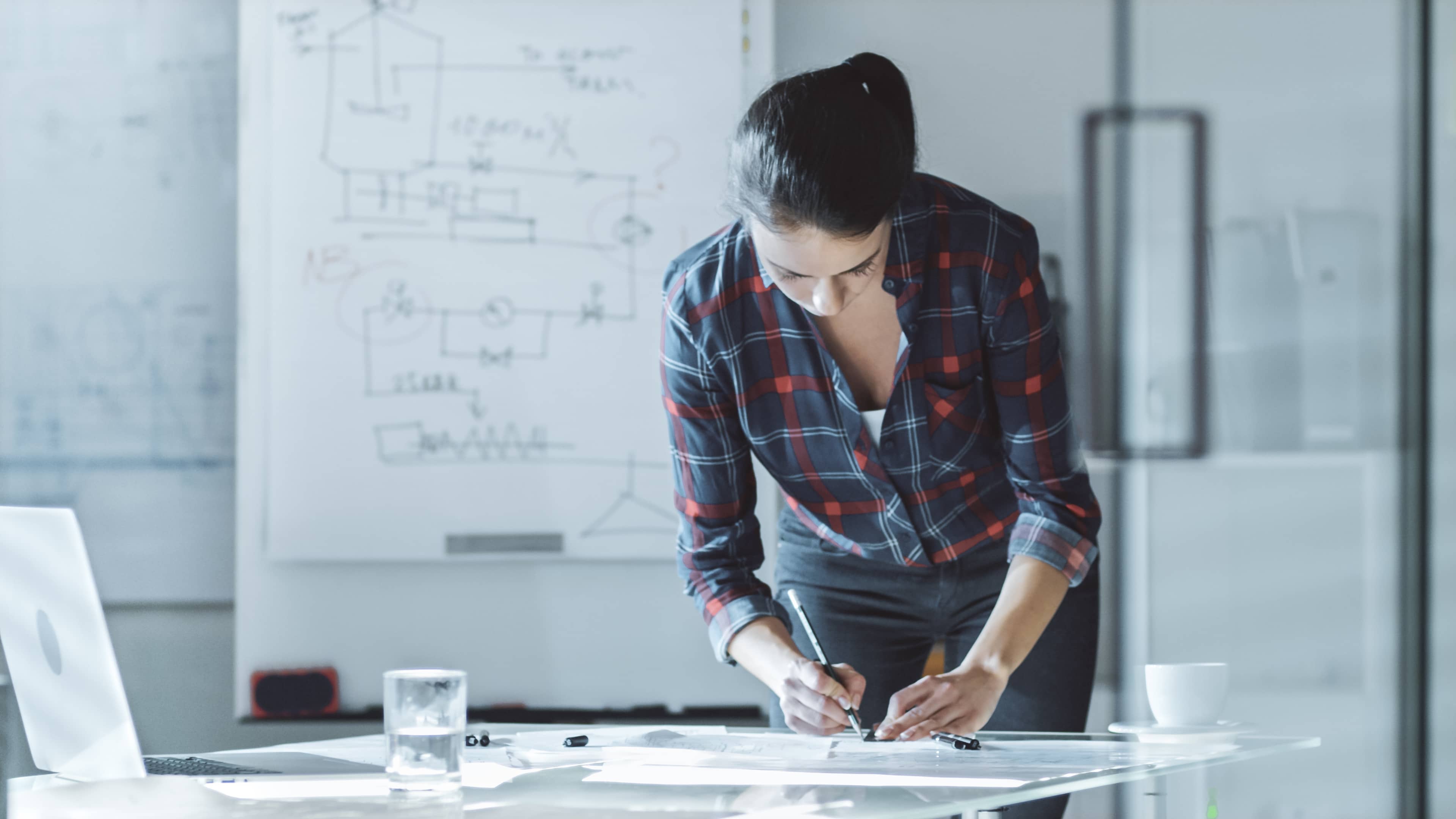 Woman working on a timely project