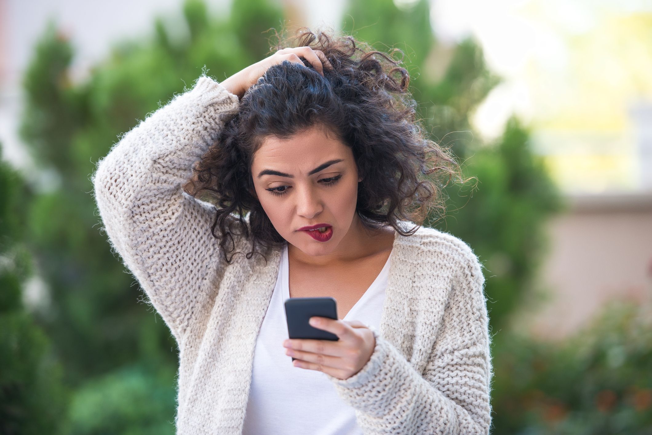 A woman experiencing fear and anxiety.