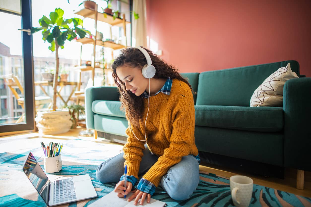 Young woman working on her online business