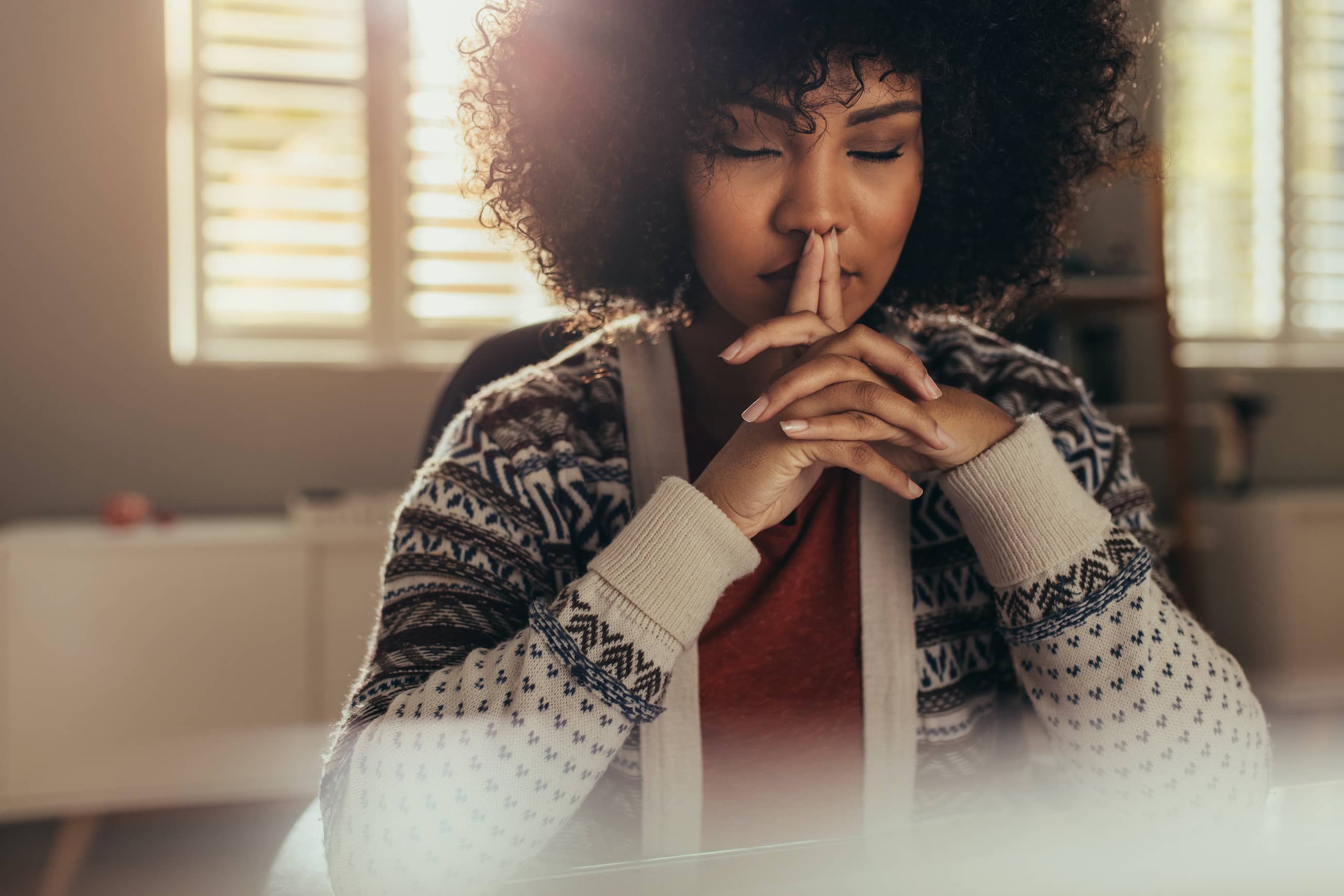 An angry woman taking a pause.