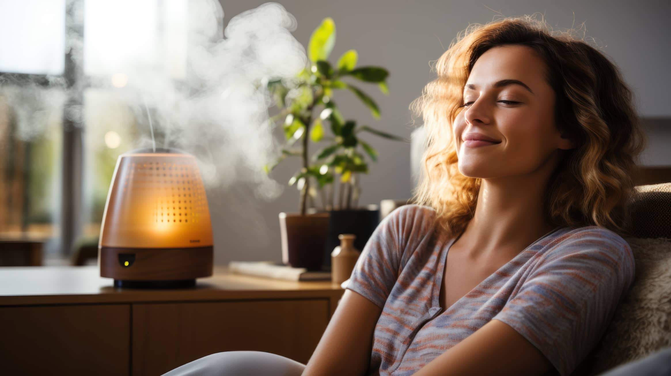 Young beautiful woman with her eyes closed and setting a positive intention.