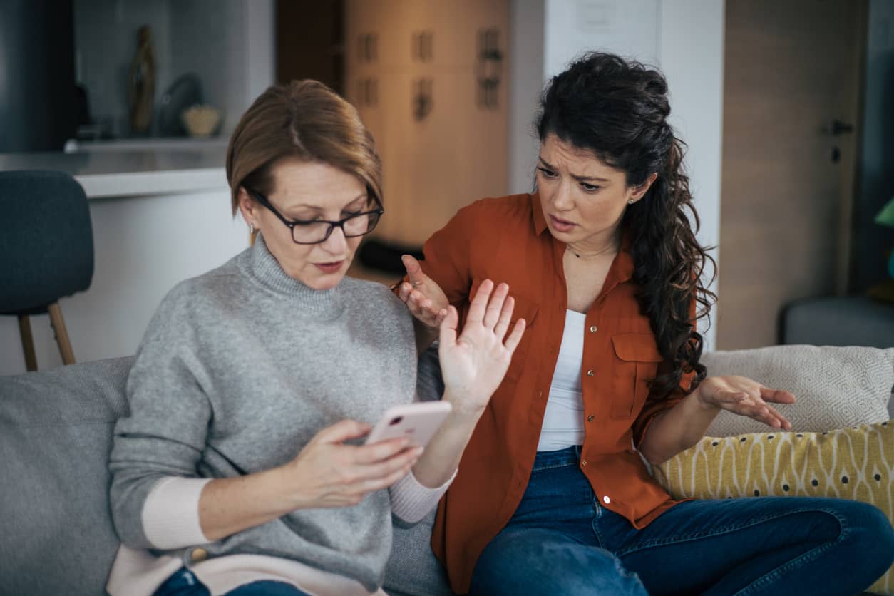 Young woman arguing with her mother.