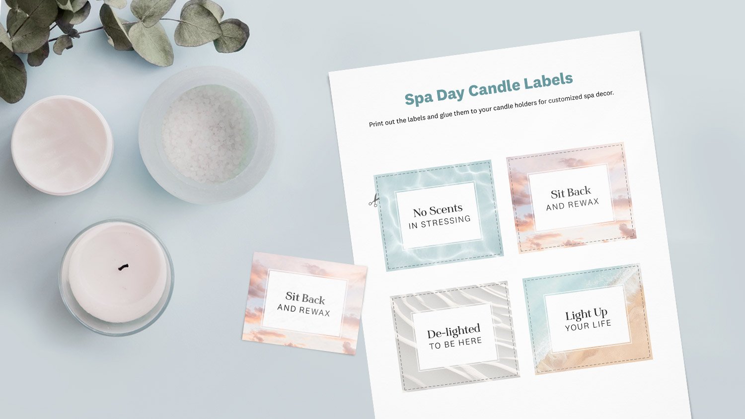 Candle labels for a calming reminder