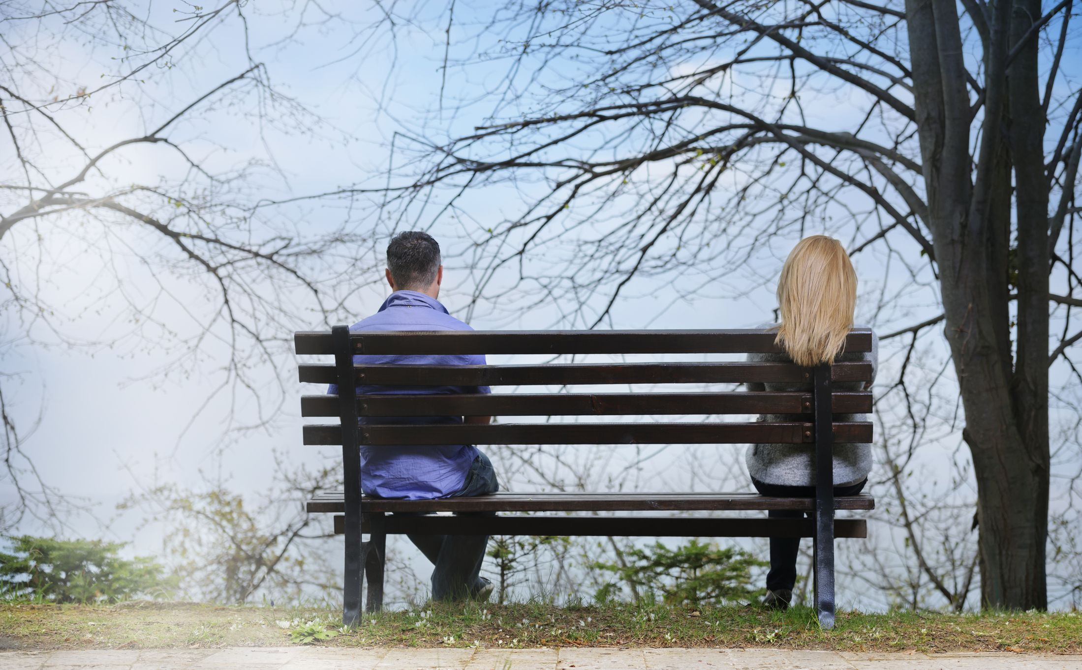 Stressed couple angry and in conflict with each other