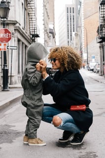 A beautiful black mother connecting with her son